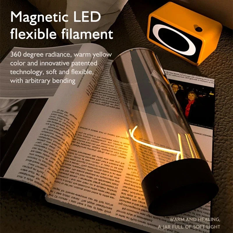 Magnetic LED Cylinder Lamp – Rechargeable Touch Dimming Ambient Light
